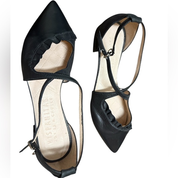 Hispanitas (Anthropologie) as 37 (6.5-7) mint barely worn leather Flats T strap - Picture 1 of 15
